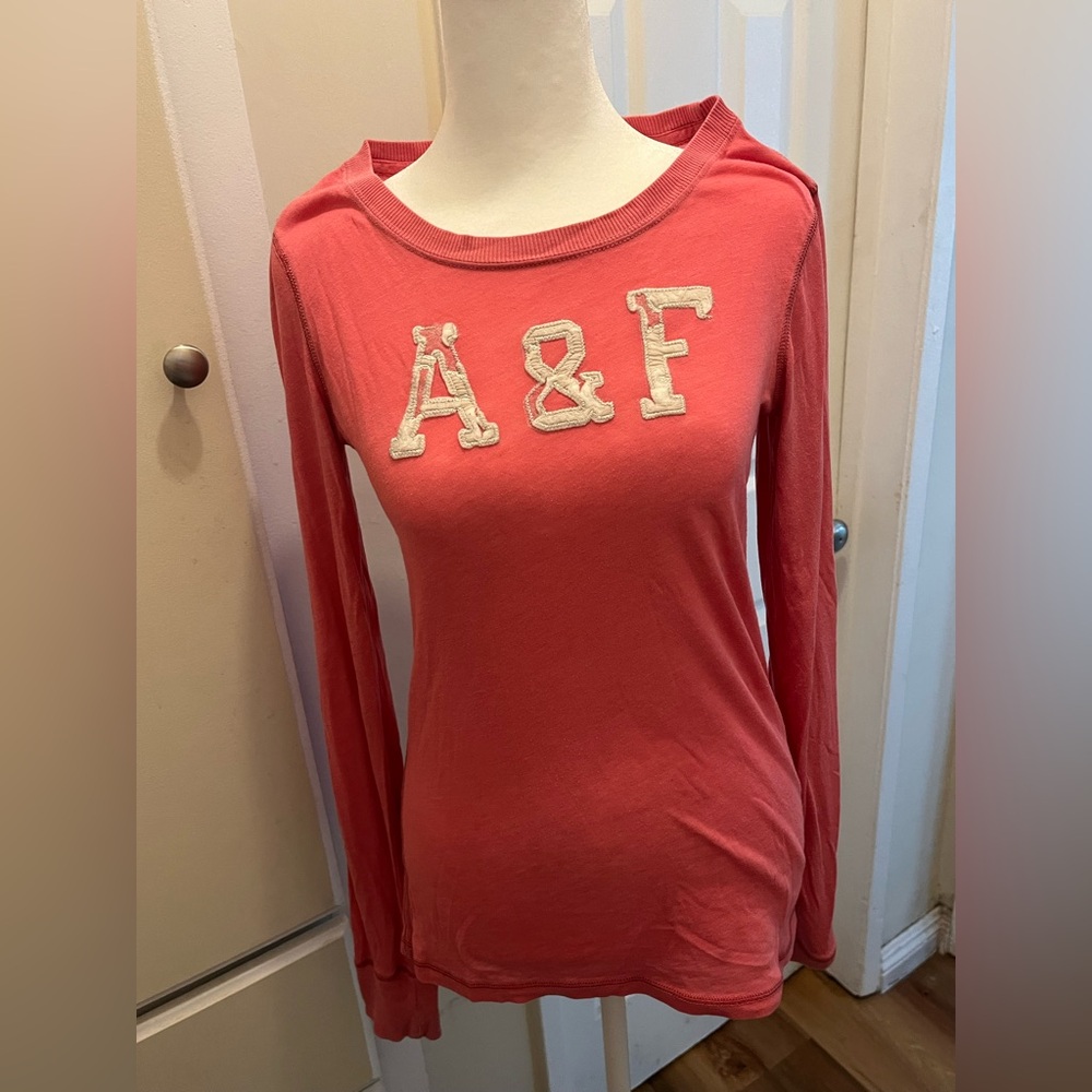 A&F Coral Long Sleeve Shirt